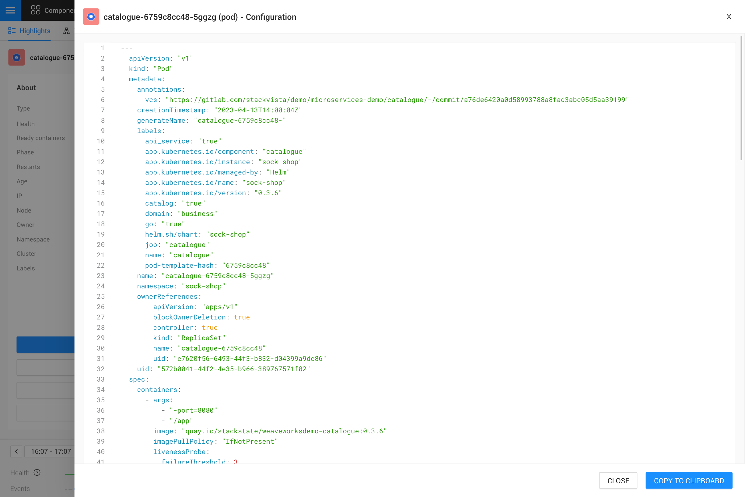 k8s configuration opened