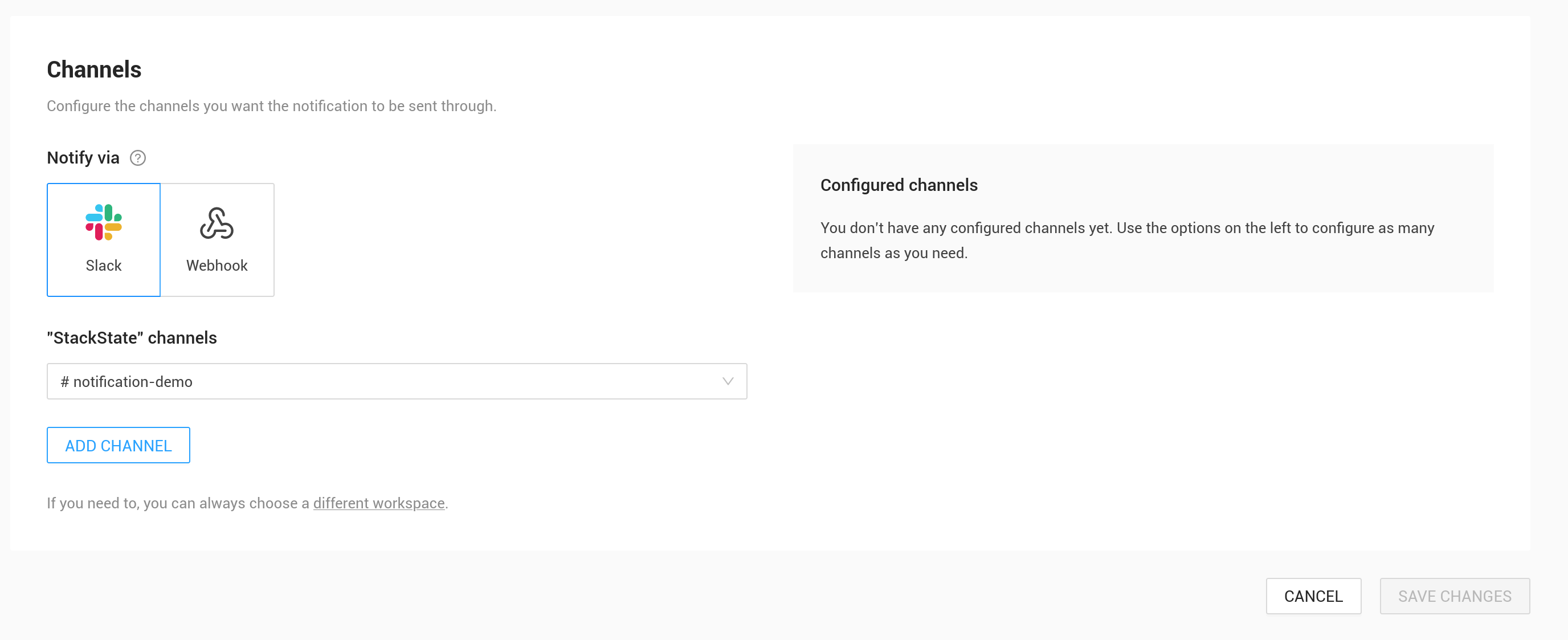 Wählen Sie den Slack-Kanal