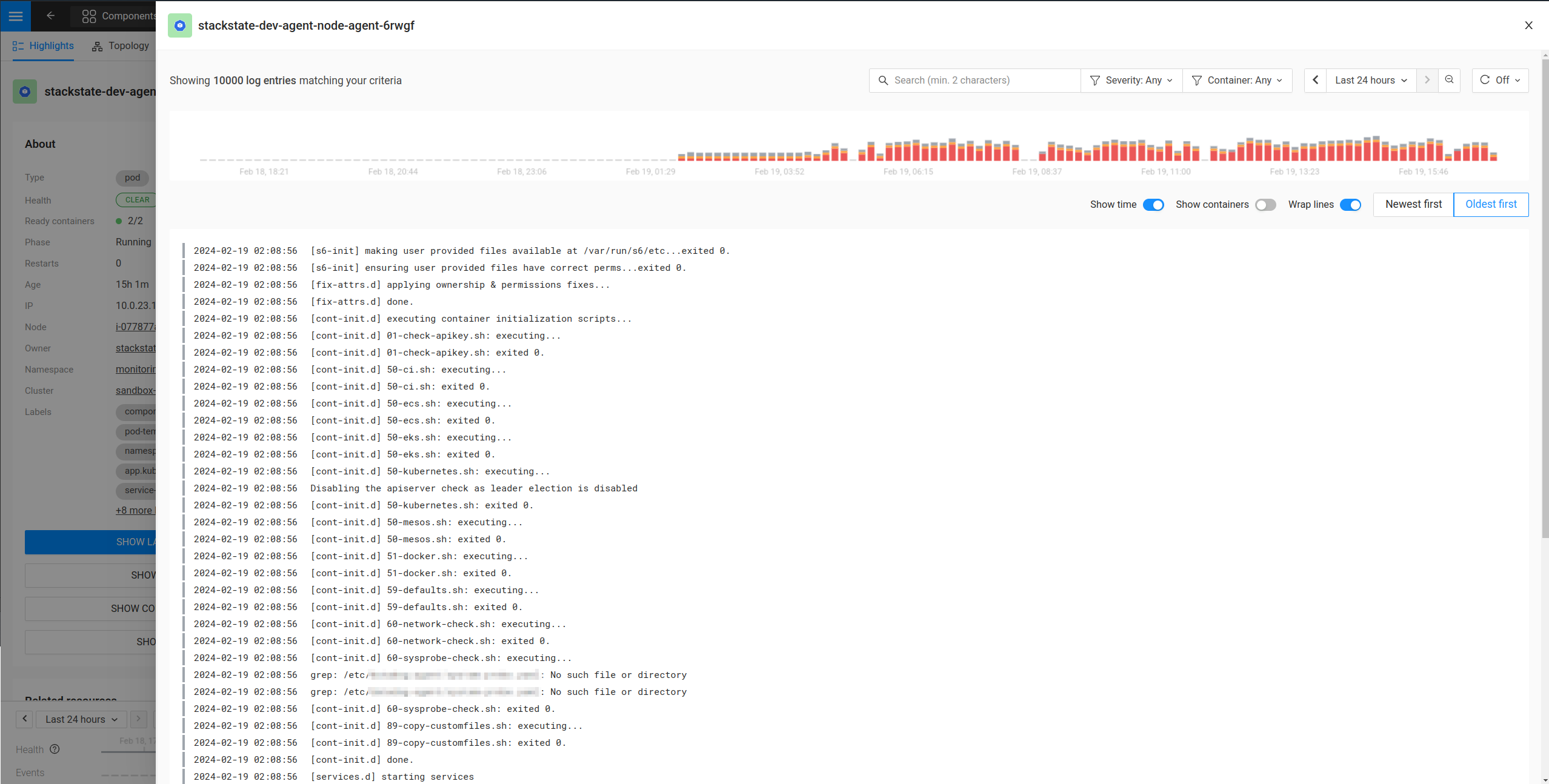 Kubernetes Log View No Filters